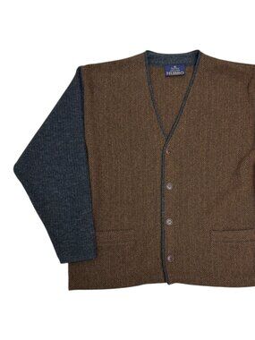 HUBRO Skjaeveland Norway Knitwear Cardigan  Jacket Wool Ski Sweater Mens Large